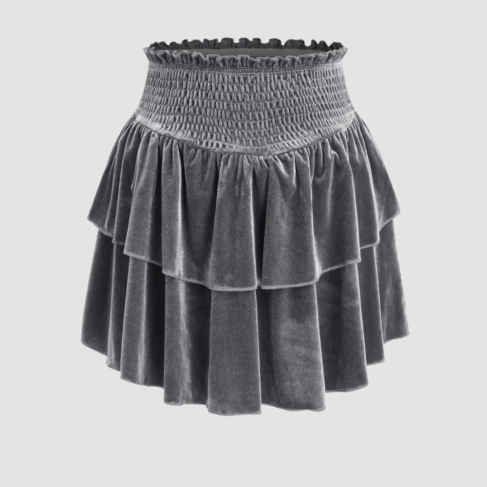 VELVET HIGH WAIST TIERED SKORT large